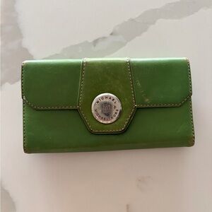 Michael Kors Green Leather Snap-Front Wallet with Logo Medallion
